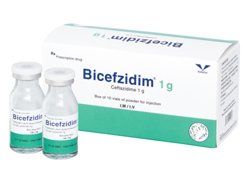 Thuốc bột pha tiêm Bicefzidim 1g (10 lọ/hộp)