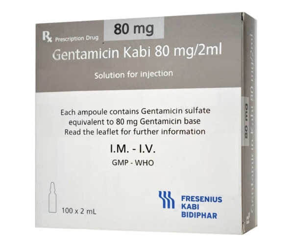 Dung dịch tiêm Gentamicin Kabi 80mg/2ml (100 ống/hộp)