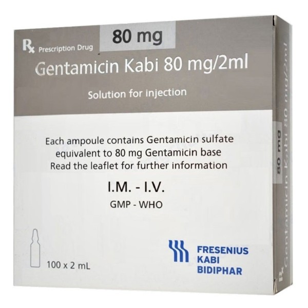 Dung dịch tiêm Gentamicin Kabi 80mg/2ml (100 ống/hộp)