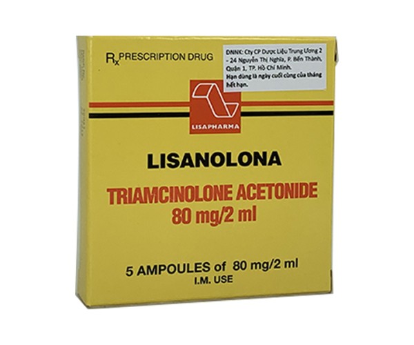 Hỗn dịch dùng tiêm bắp và tiêm khớp Lisanolona 80mg/2ml (5 ống/hộp)