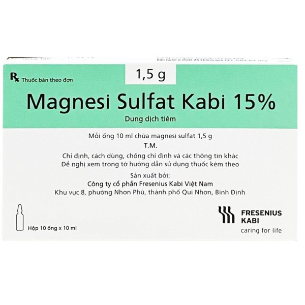 Dung dịch tiêm Magnesi Sulfat Kabi 15% (10 ống/hộp)