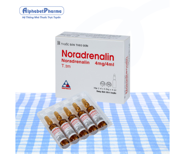 Dung dịch tiêm Noradrenalin 4mg/4ml Vinphaco (10 ống/hộp)