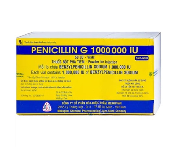 Thuốc bột pha tiêm Penicillin G 1.000.000 IU MKP (50 lọ/hộp)