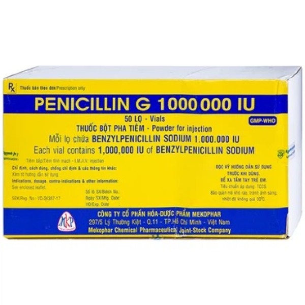 Thuốc bột pha tiêm Penicillin G 1.000.000 IU MKP (50 lọ/hộp)