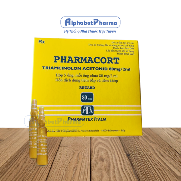 Hỗn dịch dùng tiêm bắp và tiêm khớp Pharmacort 80mg/2ml (5 ống/hộp)