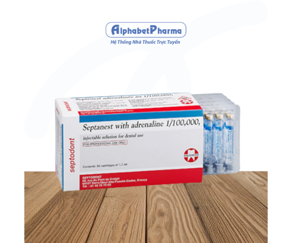 Dung dịch tiêm dùng trong nha khoa Septanest with adrenaline 1/100.000 (50 ống/hộp)