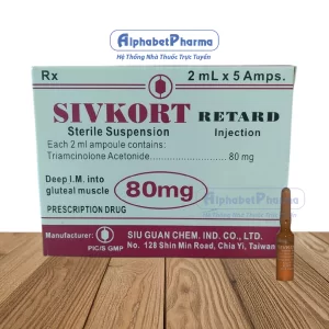 Hỗn dịch dùng tiêm bắp và tiêm khớp Sivkort Retard 80mg/2ml (5 ống/hộp)