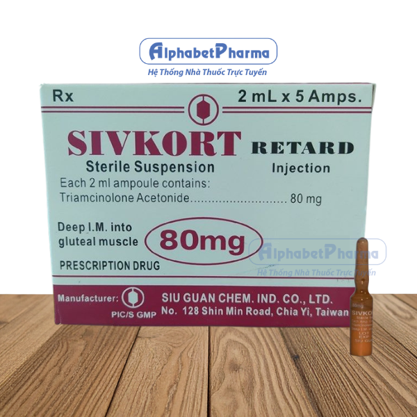 Hỗn dịch dùng tiêm bắp và tiêm khớp Sivkort Retard 80mg/2ml (5 ống/hộp)