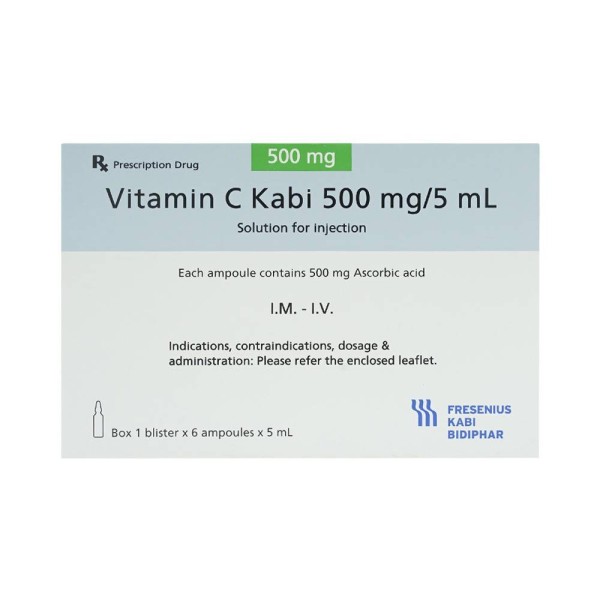 Dung dịch tiêm Vitamin C Kabi 500mg (6 ống/hộp)