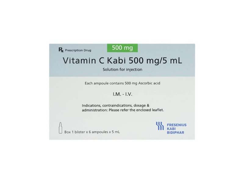 Dung dịch tiêm Vitamin C Kabi 500mg (6 ống/hộp)