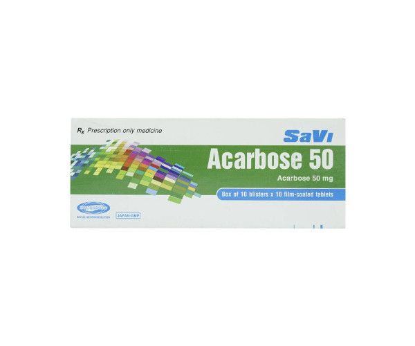 Thuốc trị bệnh tiểu đường Savi Acarbose 50mg (10 vỉ x 10 viên/hộp)