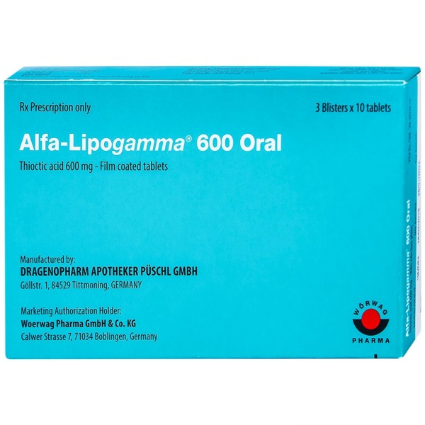 Thuốc điều trị đa thần kinh đái tháo đường Alfa-Lipogamma 600 Oral (3 vỉ x 10 viên/hộp)