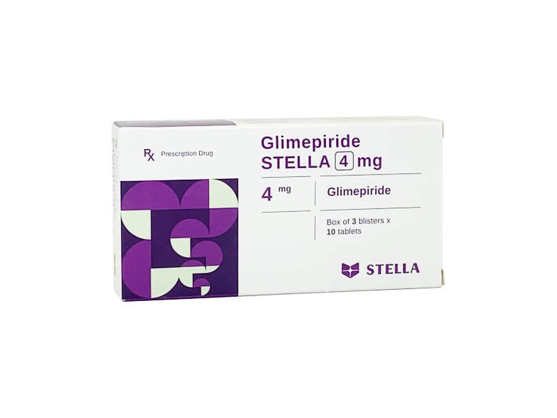 Thuốc điều trị tiểu đường Glimepiride Stella 4mg (3 vỉ x 10 viên/hộp)