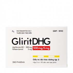 Thuốc trị bệnh tiểu đường GliritDHG 500mg/5mg (3 vỉ x 10 viên/hộp)
