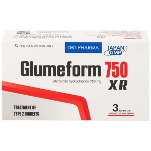 Thuốc trị bệnh tiểu đường Glumeform 750mg XR DHG (3 vỉ x 10 viên/hộp)