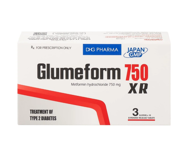 Thuốc trị bệnh tiểu đường Glumeform 750mg XR DHG (3 vỉ x 10 viên/hộp)