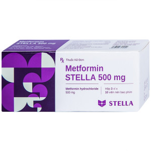 Thuốc trị bệnh đái tháo đường Metformin Stella 500mg (3 vỉ x 10 viên/hộp)