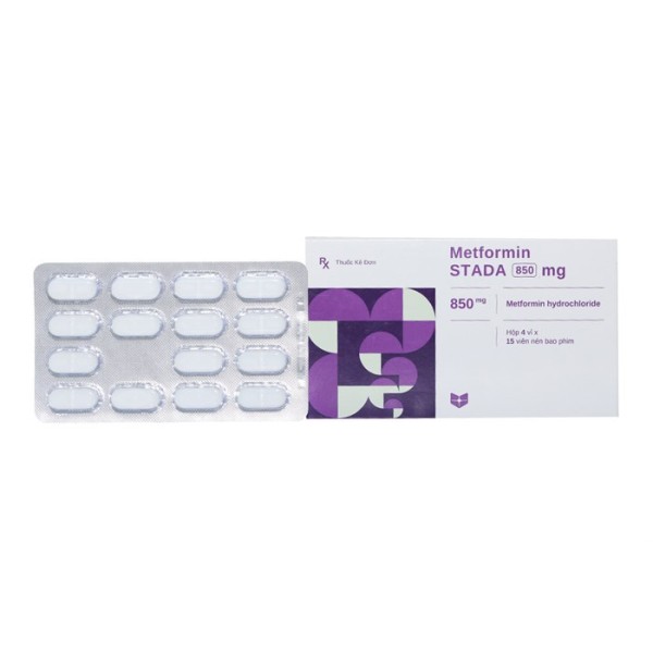 Thuốc trị bệnh tiểu đường Metformin Stella 850mg (4 vỉ x 15 viên/hộp)