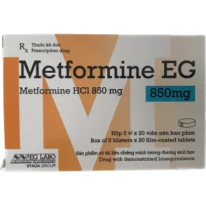Metformin EG 850mg (5 vỉ x 20 viên/hộp)