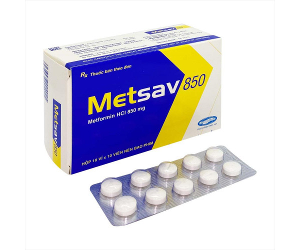 Thuốc trị bệnh tiểu đường Metsav 850mg (10 vỉ x 10 viên/hộp)