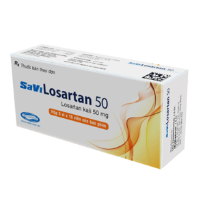 Thuốc điều trị cao huyết áp, suy tim Savi Losartan 50mg (3 vỉ x 10 viên/hộp)