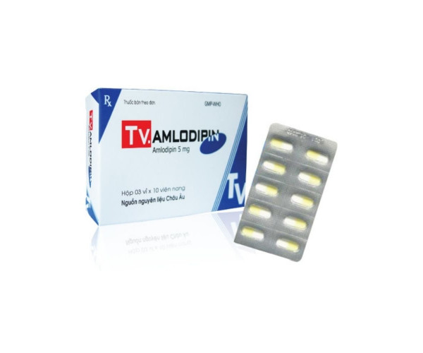 Thuốc trị cao huyết áp Amlodipin 5mg Tv.Pharm (3 vỉ x 10 viên/hộp)