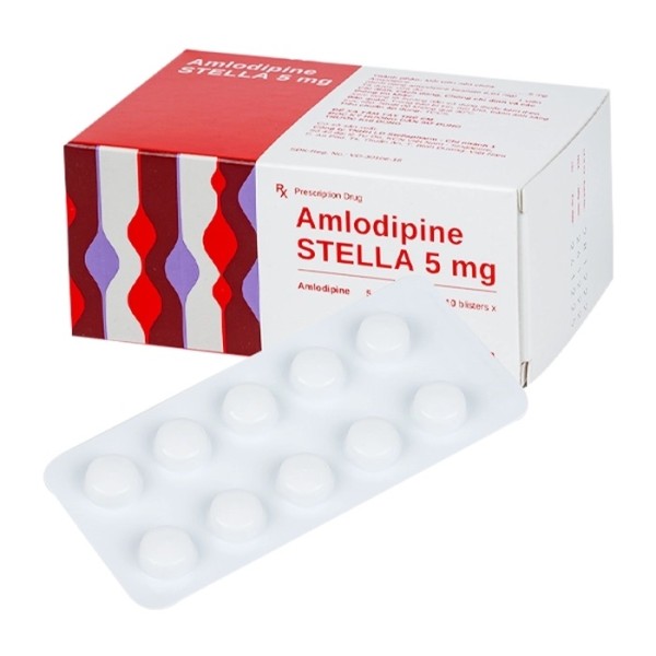 Thuốc điều trị cao huyết áp Amlodipine Stella 5mg (10 vỉ x 10 viên/hộp)