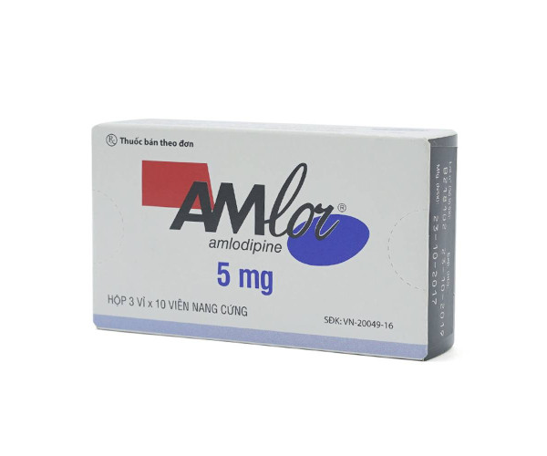 Thuốc điều trị tăng huyết áp, đau thắt ngực ổn định Amlor 5mg (3 vỉ x 10 viên/hộp)