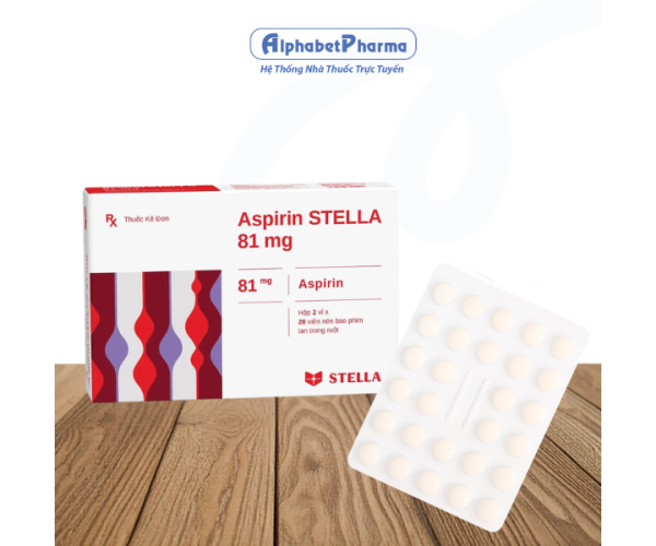 Thuốc phòng ngừa tai biến Aspirin 81mg Stella (2 vỉ x 28 viên/hộp)