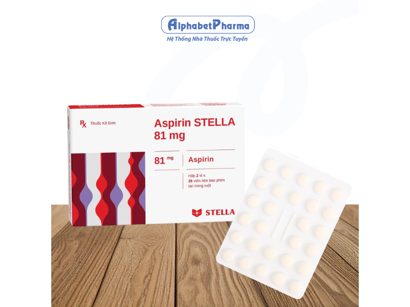 Thuốc phòng ngừa tai biến Aspirin 81mg Stella (2 vỉ x 28 viên/hộp)