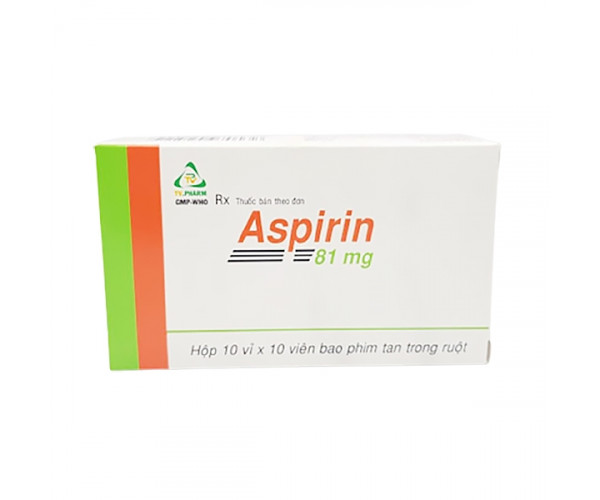 Thuốc phòng ngừa tai biến Aspirin 81mg Tv.pharm (10 vỉ x 10 viên/hộp)