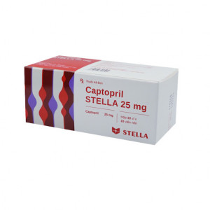 Thuốc điều trị cao huyết áp Captopril Stella 25mg (10 vỉ x 10 viên/hộp)