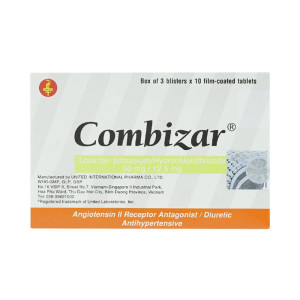 Thuốc trị cao huyết áp Combizar 50mg/12.5mg (3 vỉ x 10 viên/hộp)