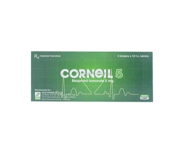 Thuốc điều trị tăng huyết áp, đau thắt ngực Corneil 5mg (3 vỉ x 10 viên/hộp)