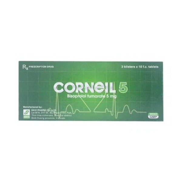 Thuốc điều trị tăng huyết áp, đau thắt ngực Corneil 5mg (3 vỉ x 10 viên/hộp)