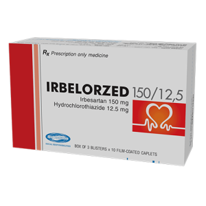 Thuốc điều trị tăng huyết áp Irbelorzed 300/12.5 (3 vỉ x 10 viên/hộp)