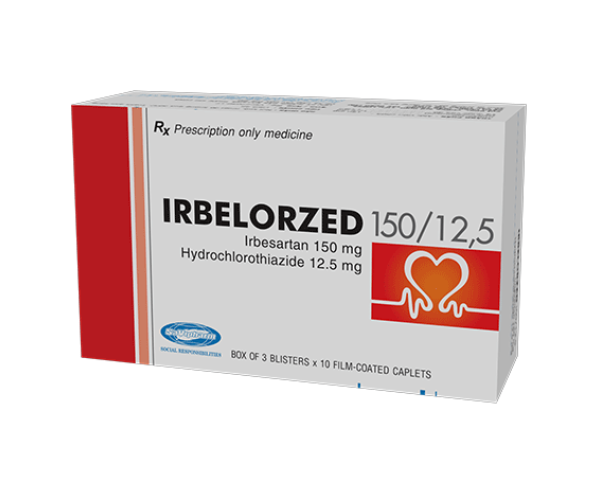 Thuốc điều trị tăng huyết áp Irbelorzed 300/12.5 (3 vỉ x 10 viên/hộp)