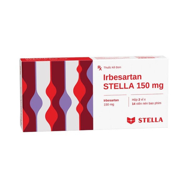 Thuốc trị cao huyết áp Irbesartan Stella 150mg (2 vỉ x 14 viên/hộp)