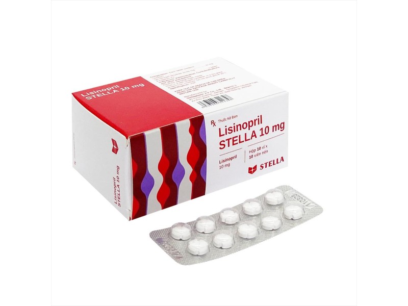 Thuốc trị cao huyết áp, suy tim Lisinopril Stella 10mg (10 vỉ x 10 viên/hộp)