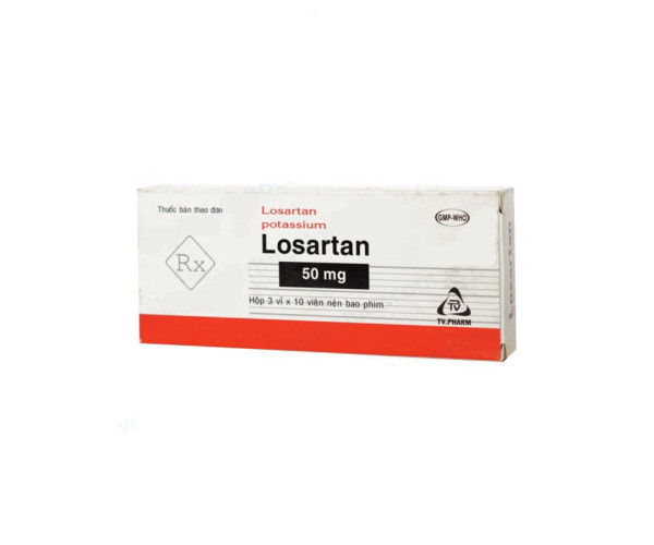 Thuốc điều trị cao huyết áp, suy tim Losartan 50mg Tv.Pharm (3 vỉ x 10 viên/hộp)