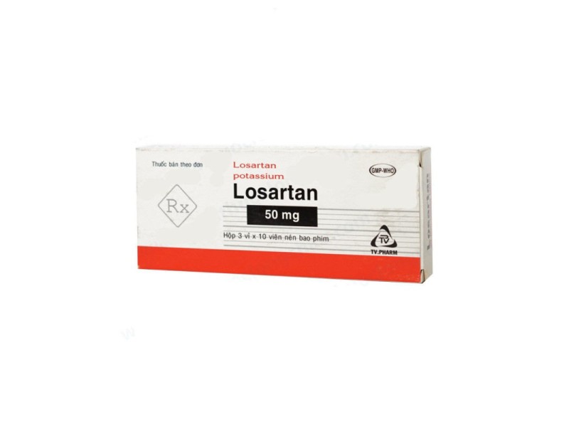 Thuốc điều trị cao huyết áp, suy tim Losartan 50mg Tv.Pharm (3 vỉ x 10 viên/hộp)