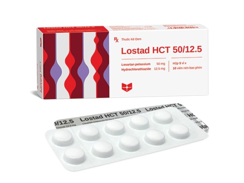 Thuốc trị cao huyết áp Lostad HCT 50mg/12.5mg (3 vỉ x 10 viên/hộp)