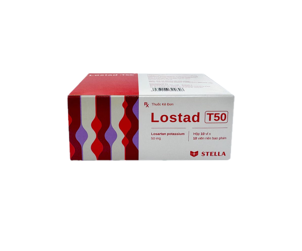 Thuốc điều trị cao huyết áp, suy tim Lostad T50 (10 vỉ x 10 viên/hộp)