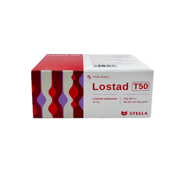 Thuốc điều trị cao huyết áp, suy tim Lostad T50 (10 vỉ x 10 viên/hộp)