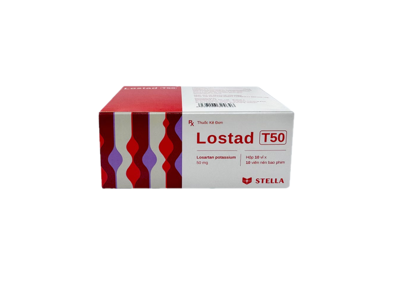 Thuốc điều trị cao huyết áp, suy tim Lostad T50 (10 vỉ x 10 viên/hộp)