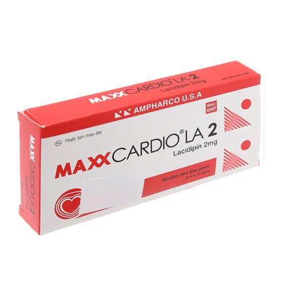 Thuốc điều trị tăng huyết áp Maxxcardio LA 2mg (3 vỉ x 10 viên/hộp)