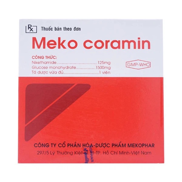 Thuốc điều trị suy hô hấp, suy tuần hoàn Meko Coramin (5 vỉ x 4 viên/hộp)