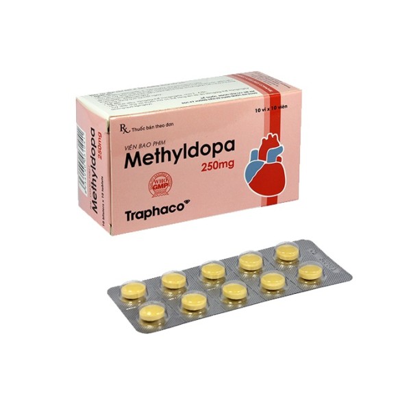 Thuốc điều trị cao huyết áp Methyldopa 250mg Traphaco (10 vỉ x 10 viên/hộp)