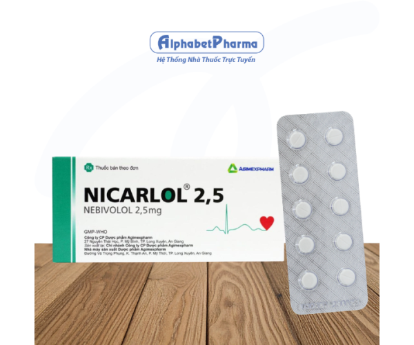 Thuốc trị cao huyết áp Nicarlol 2.5mg (3 vỉ x 10 viên/hộp)