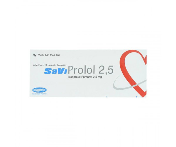 Thuốc trị cao huyết áp SaviProlol 2.5mg (3 vỉ x 10 viên/hộp)